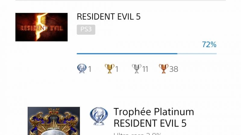 3e platine : RESIDENT EVIL 5