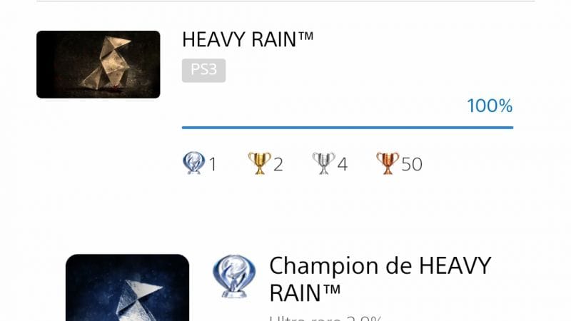 15e platine : HEAVY RAIN