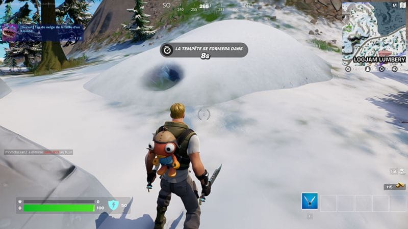 Geyser de la taille d'un klombo Fortnite, saison 2 chapitre 3