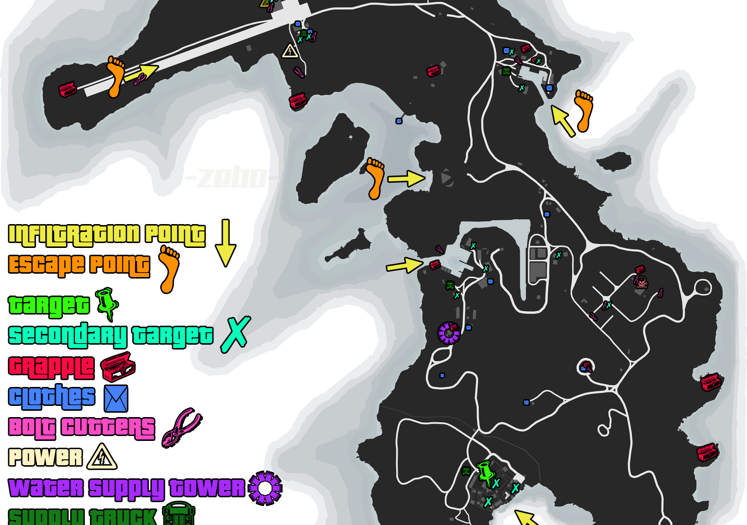 r/gtaonline - Cayo Perico Points of Interest Map