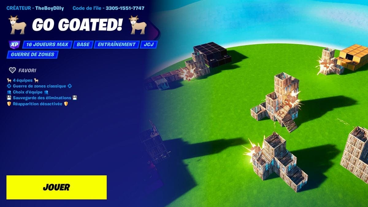 Code Map GO GOATED ! sur Fortnite : comment accéder à la carte des défis Jouez à votre façon