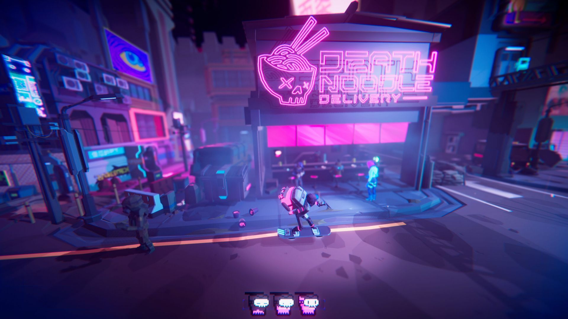 GEEKNPLAY - Death Noodle Delivery - Le jeu narratif cyberpunk arrive sur consoles le 31 juillet !